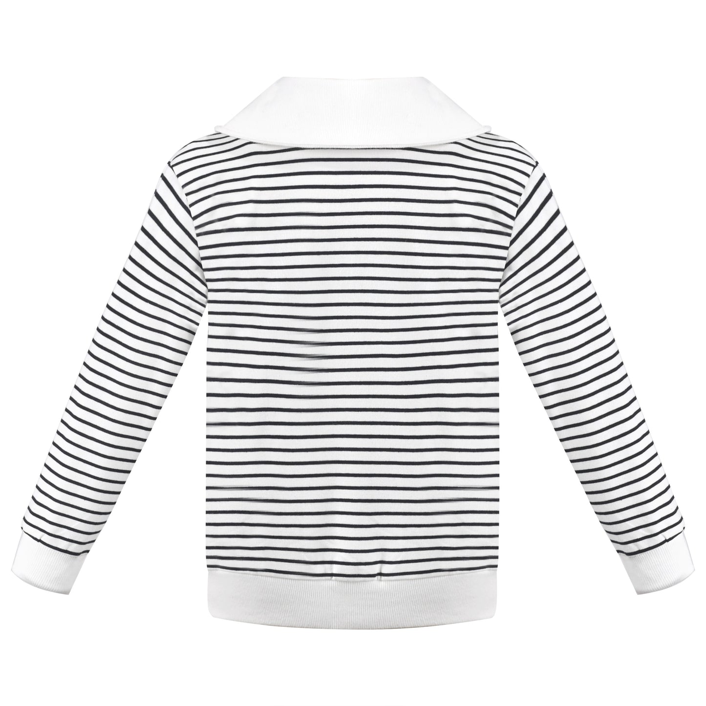 Girls Sweatshirt Top Lapel Striped Drop Shoulder Casual Pullover Sport Gray