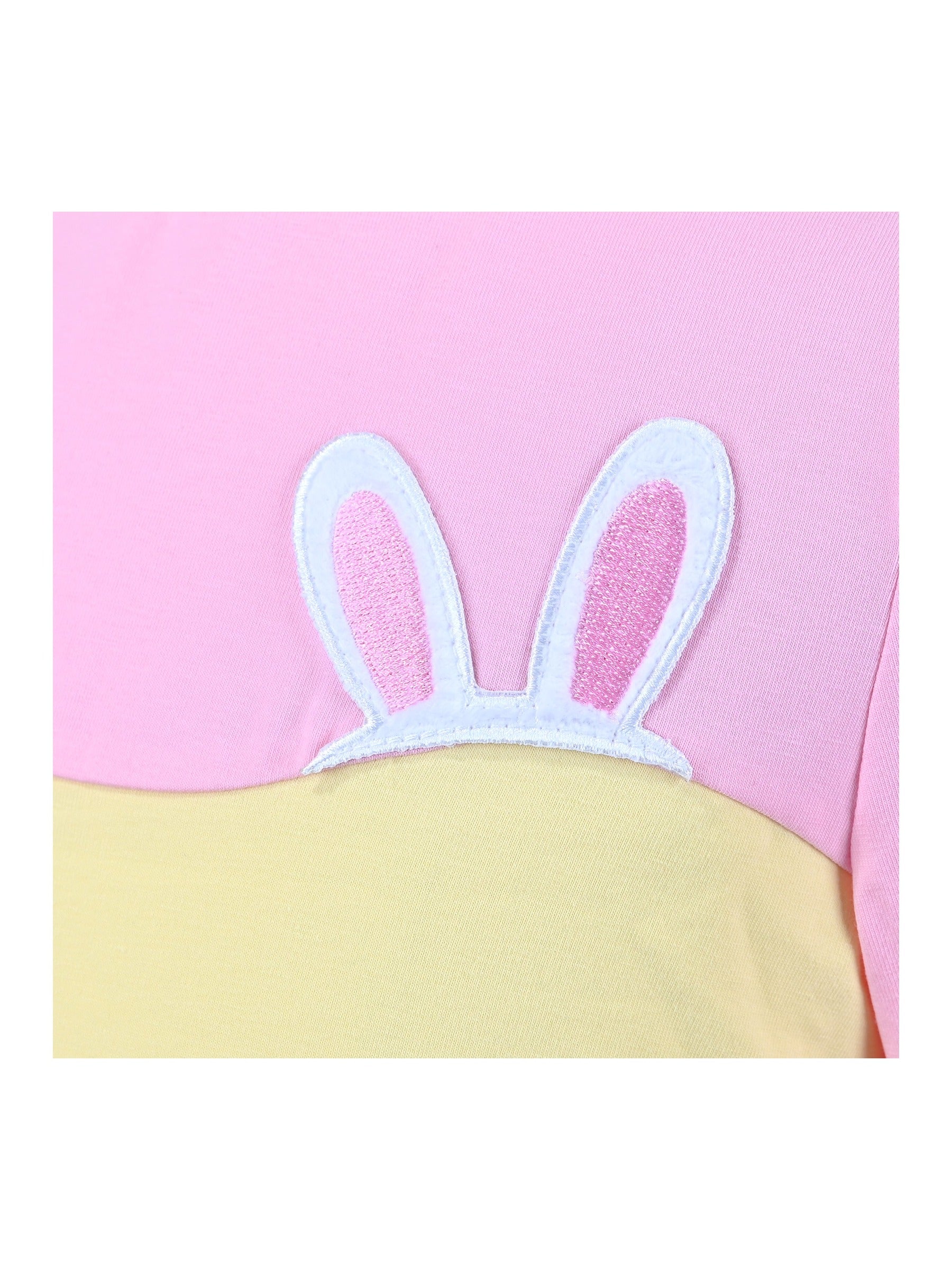 Girls Dress Easter Bunny Rainbow Cotton Embroidery Casual Long Sleeve Multi-Color