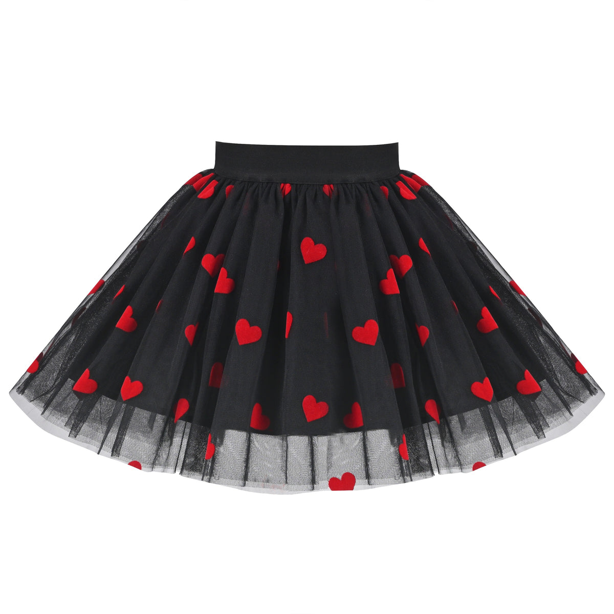 Girls Skirt Blue Heart Sequins Sparkling Tutu Dancing - Red Heart