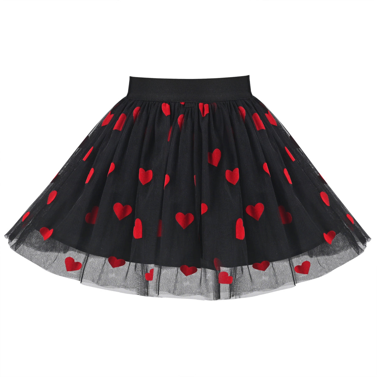 Girls Skirt Blue Heart Sequins Sparkling Tutu Dancing - Red Heart