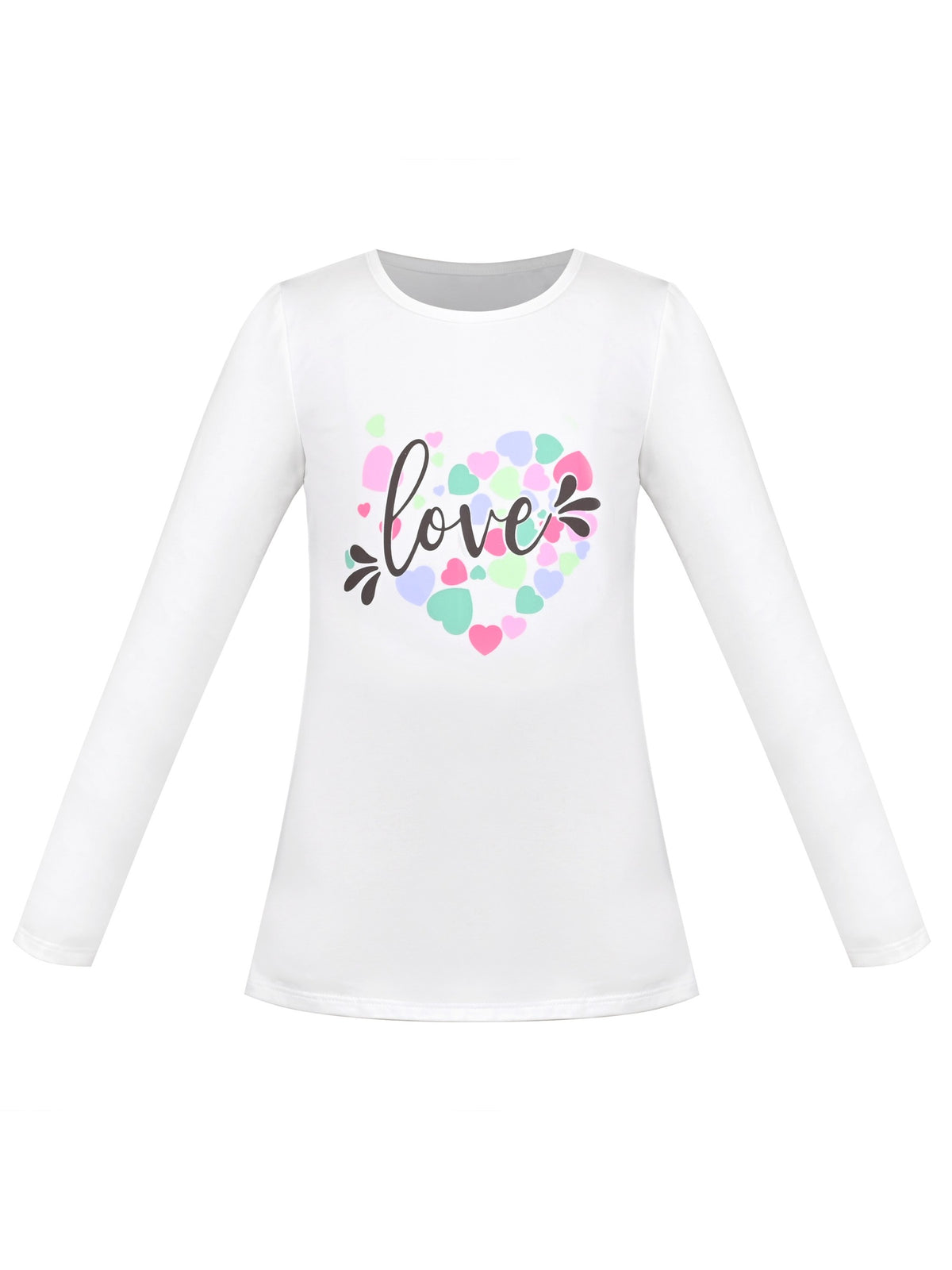 Girls Tee Purple Unicorn Magical Soft Cotton Ruffle Long Sleeve Casual - White Heart