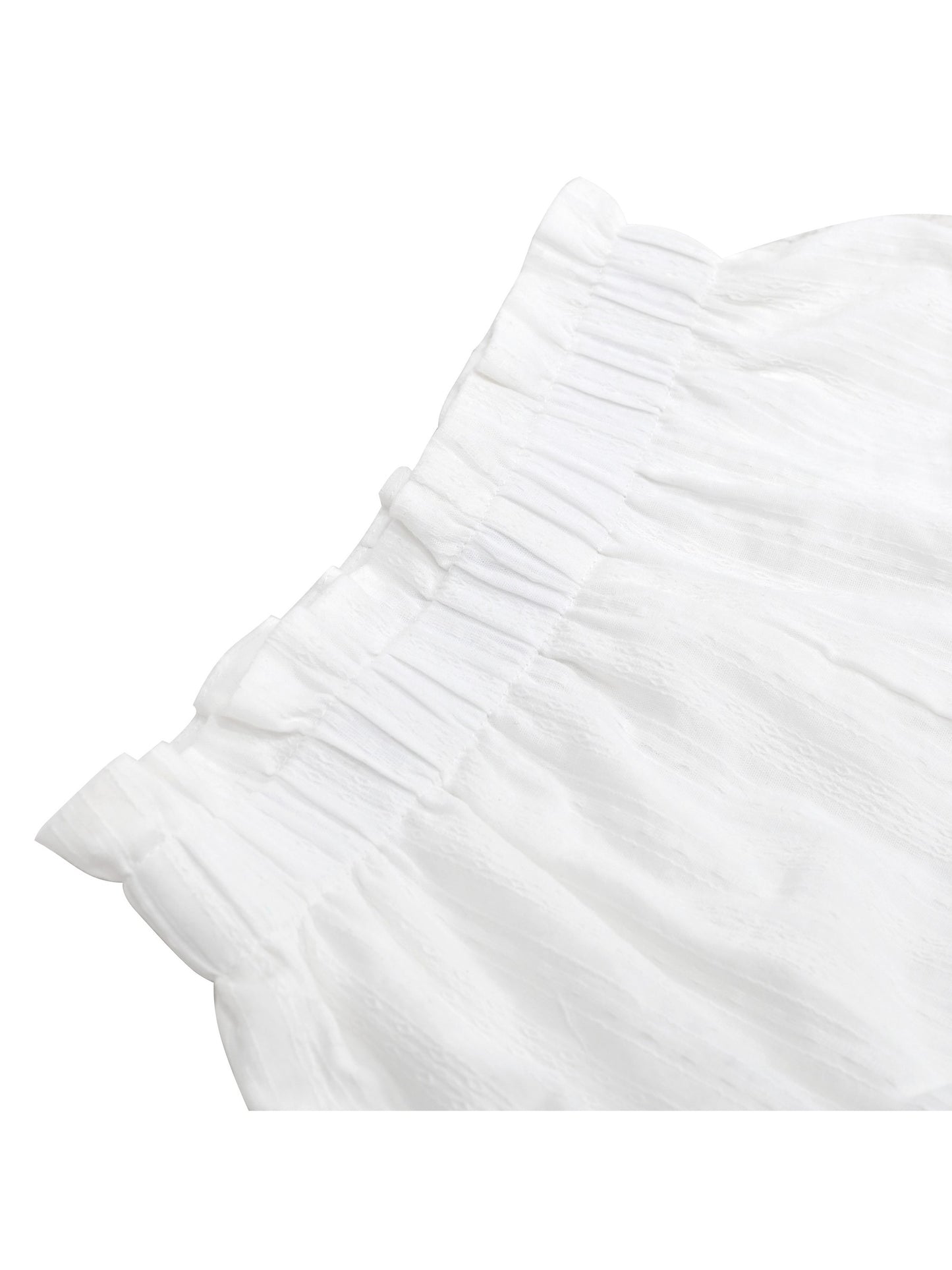 Girls 2 Pcs Shorts Set White Eyelet Puff Peplum Khaki Cool Summer Casual White