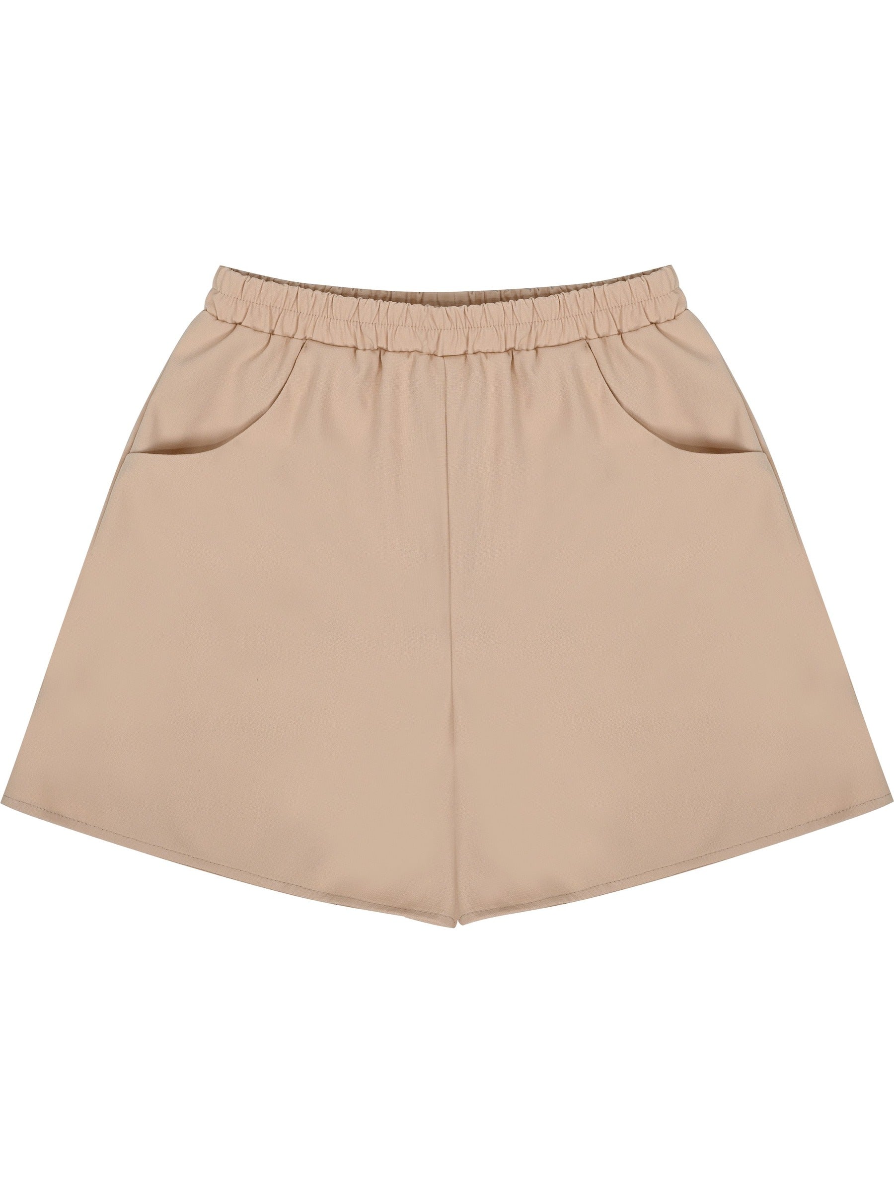 Girls 2 Pcs Shorts Set White Eyelet Puff Peplum Khaki Cool Summer Casual White