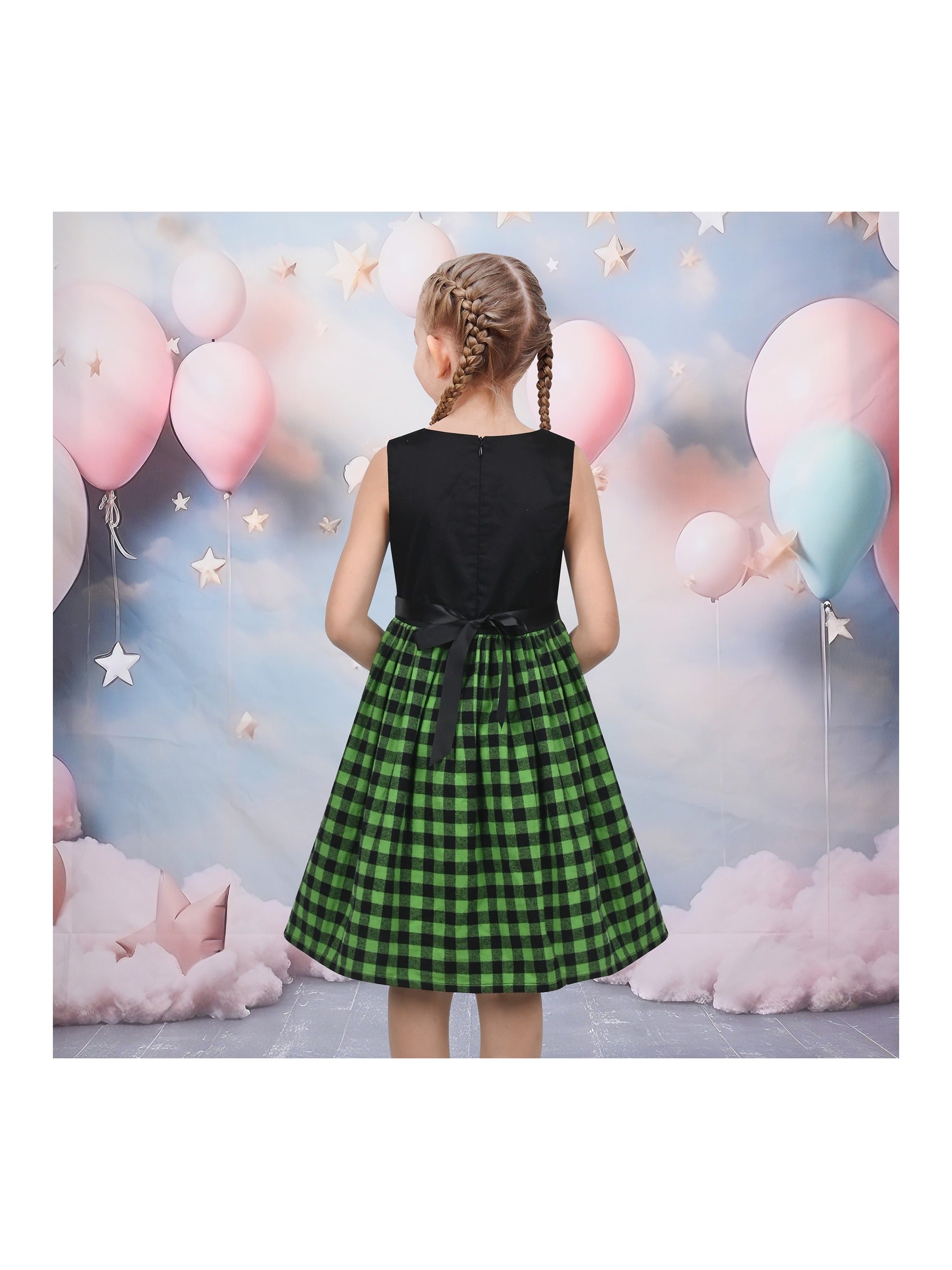Girls Dress St Patrick Shamrock Irish Holiday Gingham Sundress Daily Green