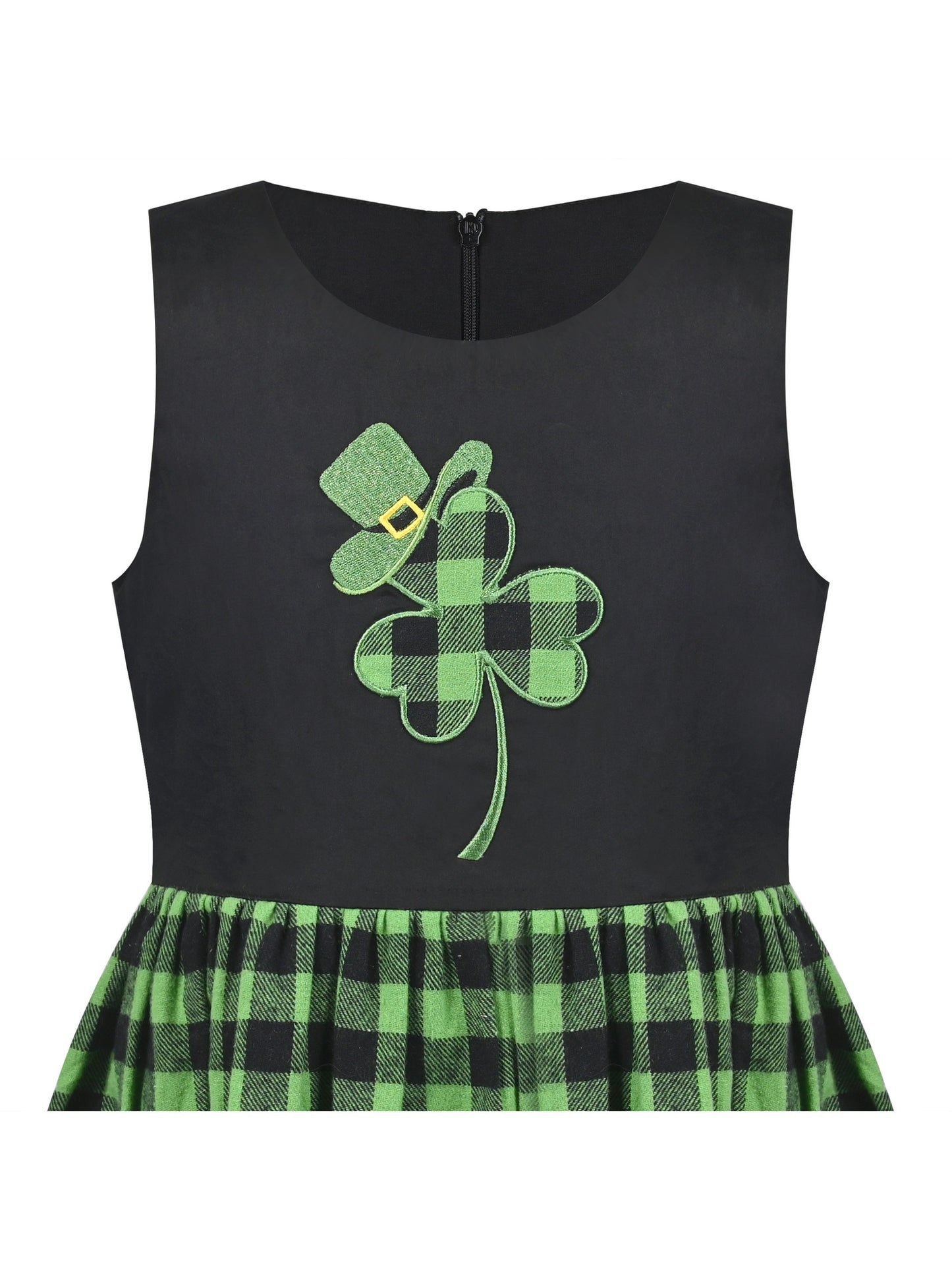 Girls Dress St Patrick Shamrock Irish Holiday Gingham Sundress Daily Green