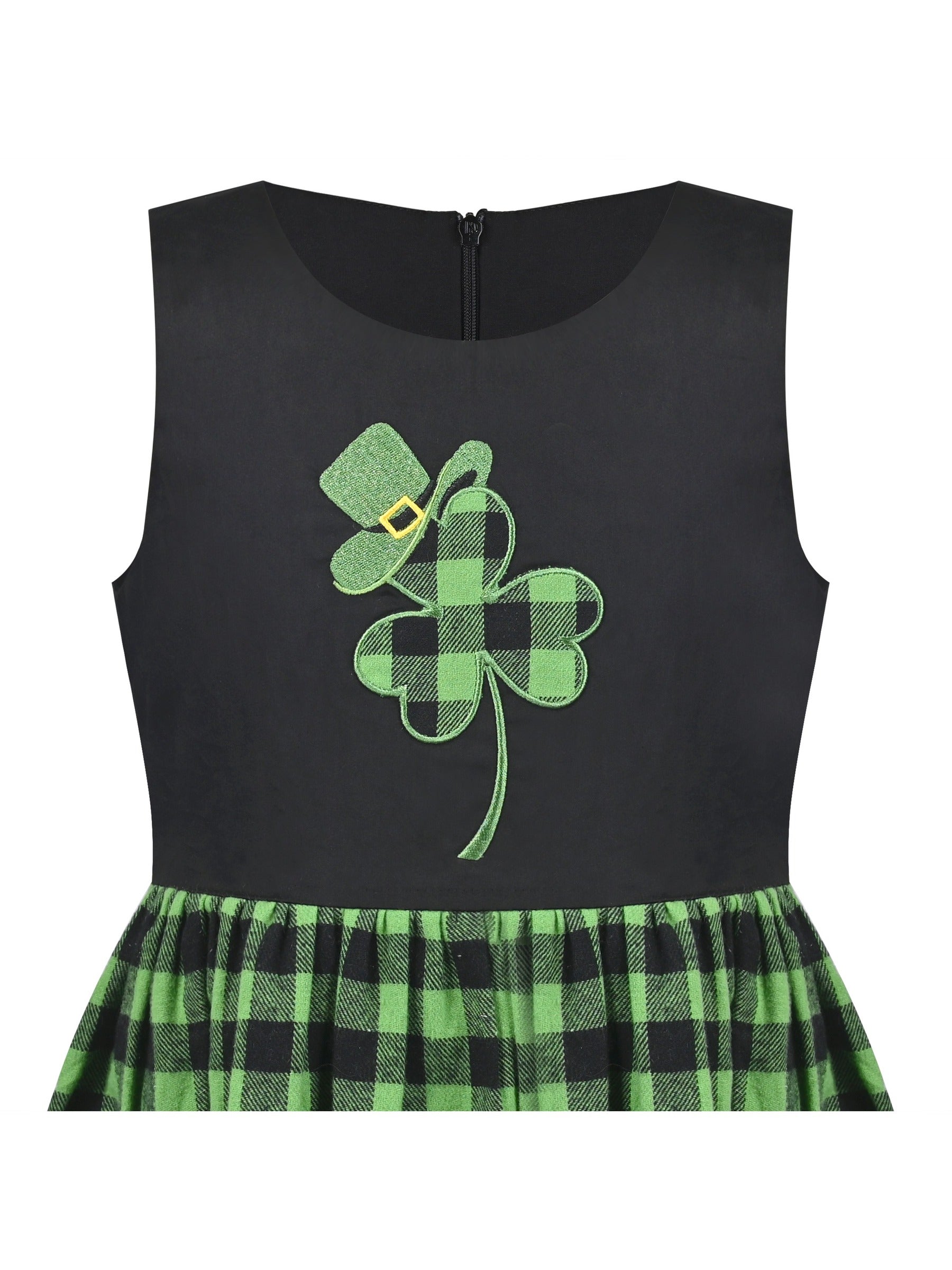 Girls Dress St Patrick Shamrock Irish Holiday Gingham Sundress Daily Green