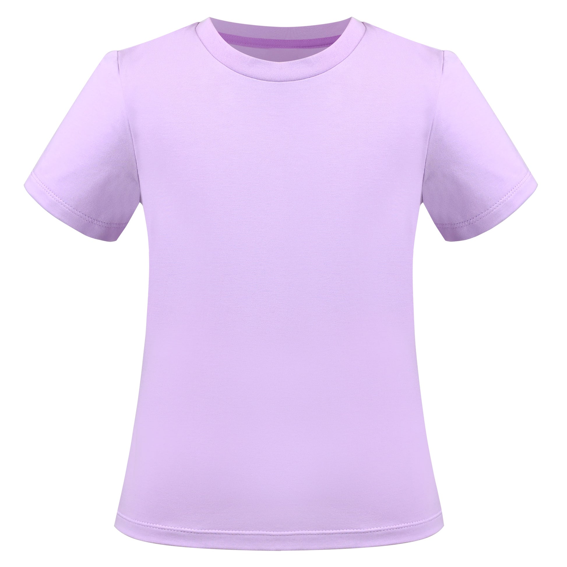 Girls T-shirt Crop Top Pink Lettuce Trim Ribbed Knit Crewneck Daily Purple