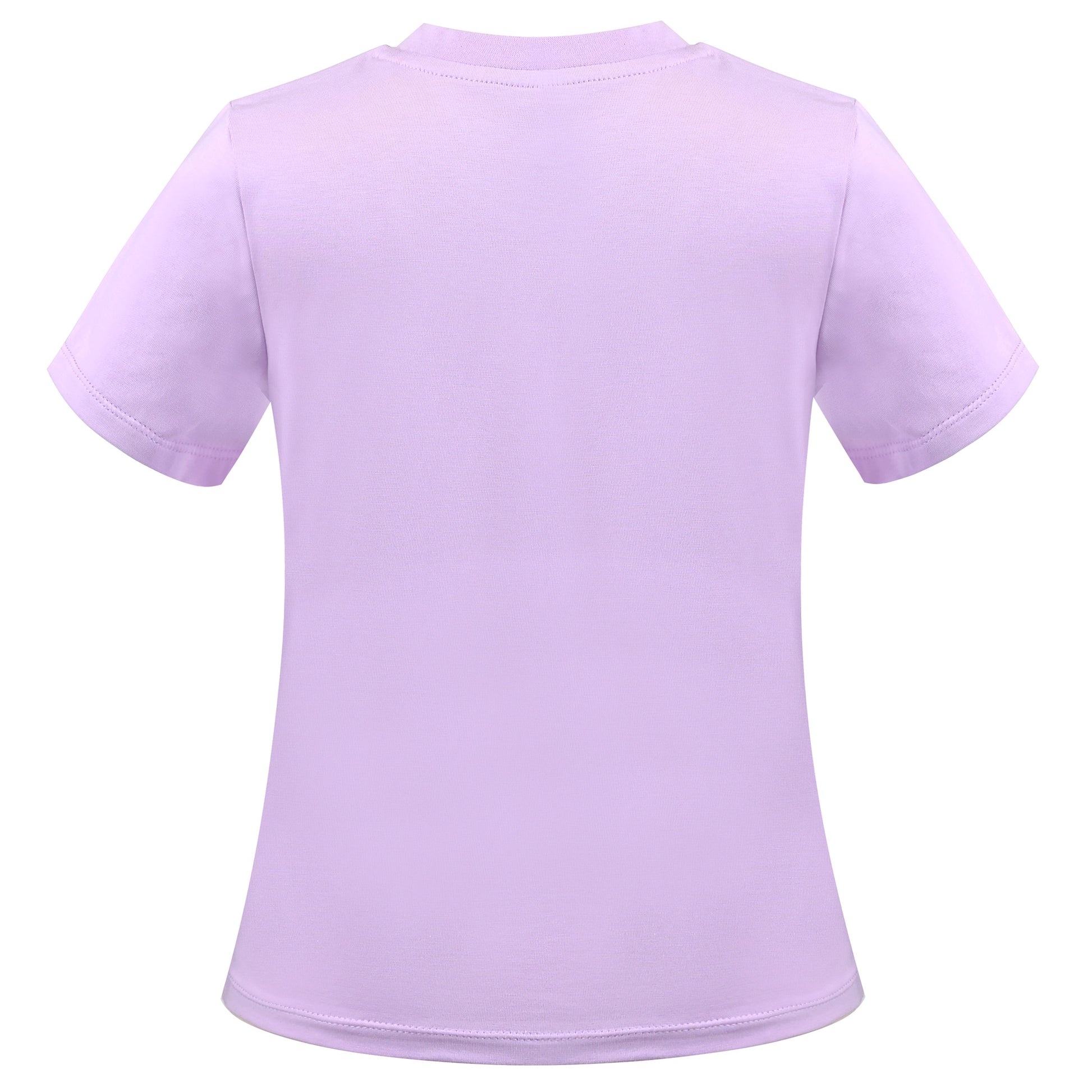 Girls T-shirt Crop Top Pink Lettuce Trim Ribbed Knit Crewneck Daily Purple