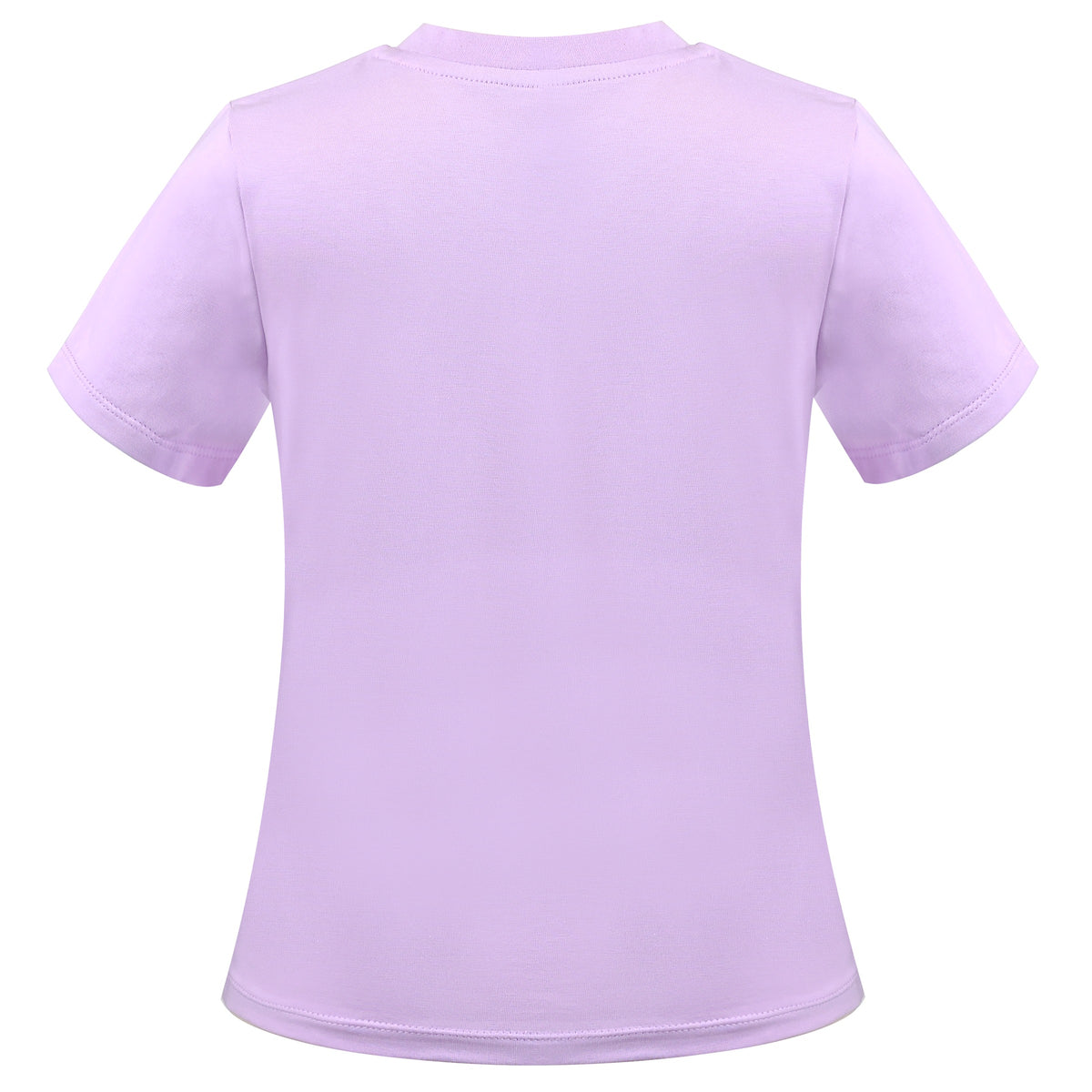 Girls T-shirt Crop Top Pink Lettuce Trim Ribbed Knit Crewneck Daily - Purple