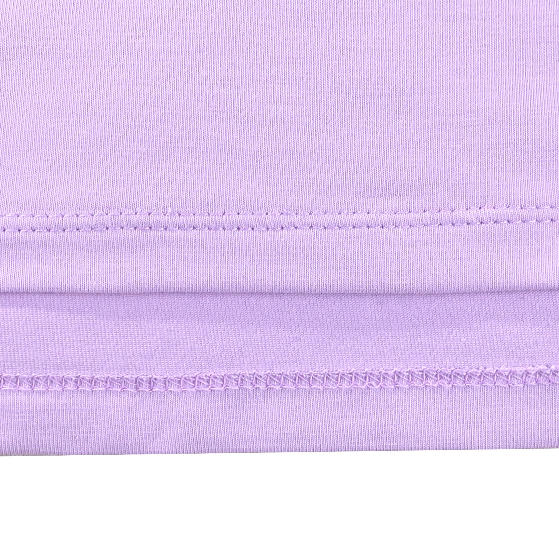 Girls T-shirt Crop Top Pink Lettuce Trim Ribbed Knit Crewneck Daily Purple