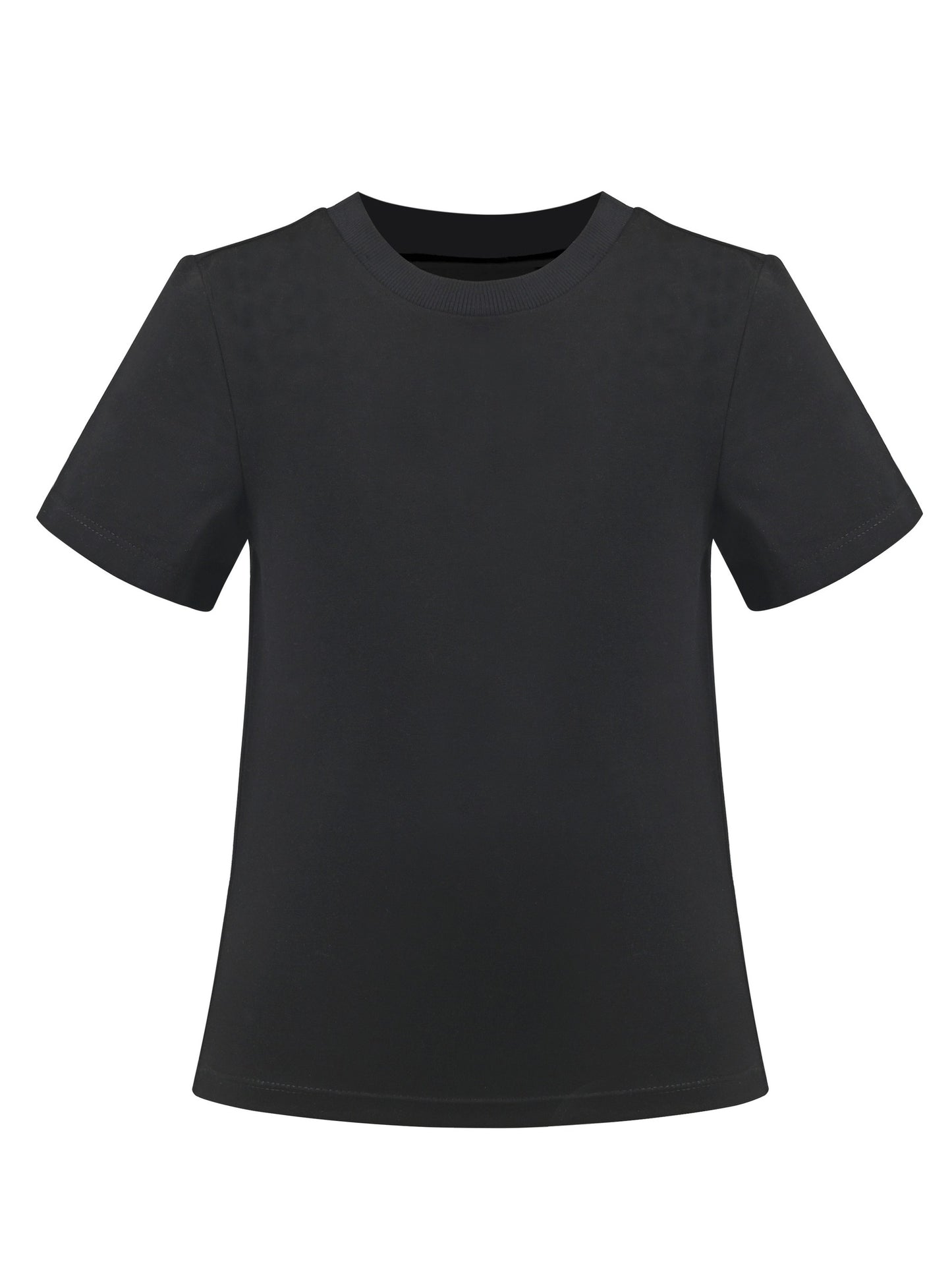 Girls T-shirt Crop Top Pink Lettuce Trim Ribbed Knit Crewneck Daily Black