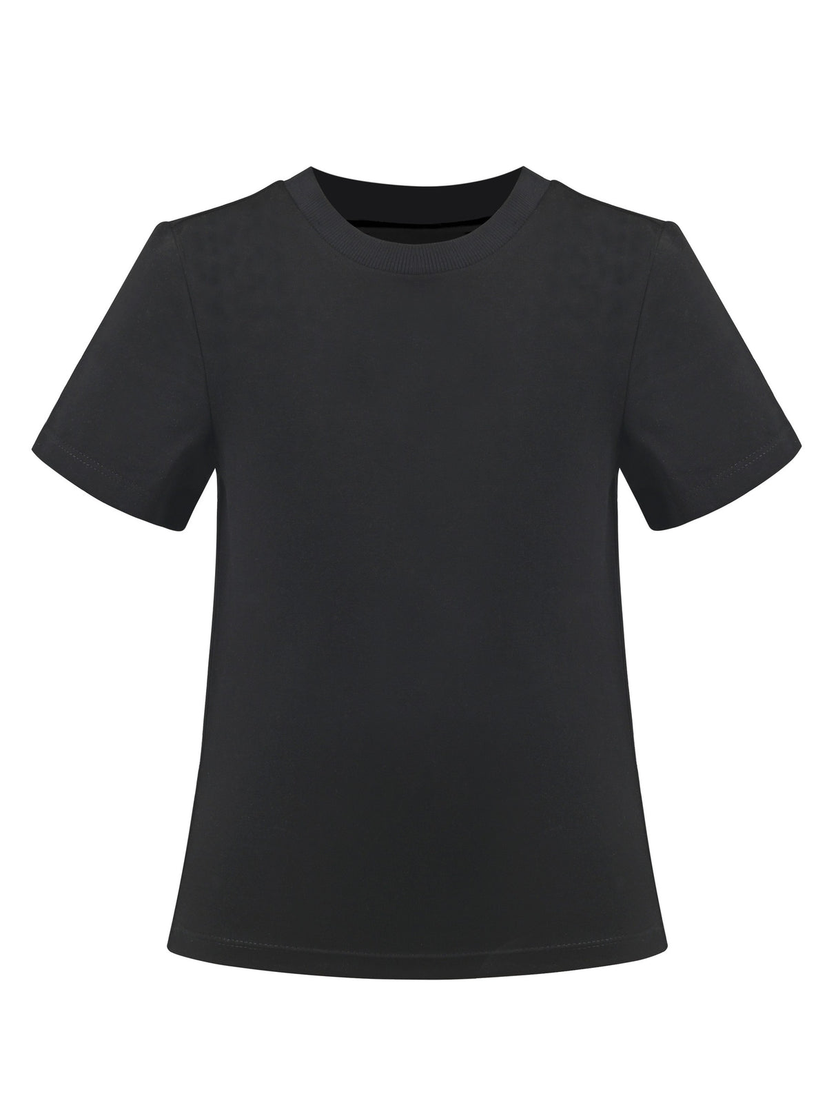 Girls T-shirt Crop Top Pink Lettuce Trim Ribbed Knit Crewneck Daily - Black