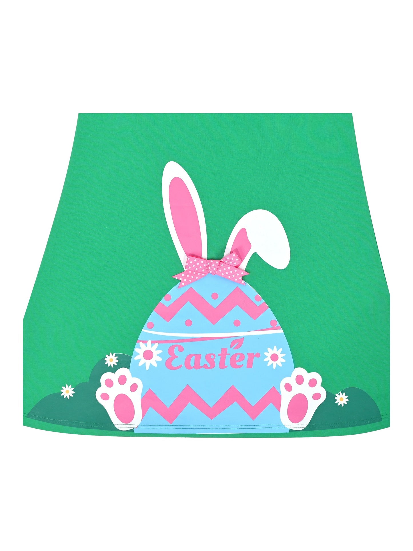 Girls Dress Easter Bunny Rainbow Cotton Embroidery Casual Long Sleeve Green