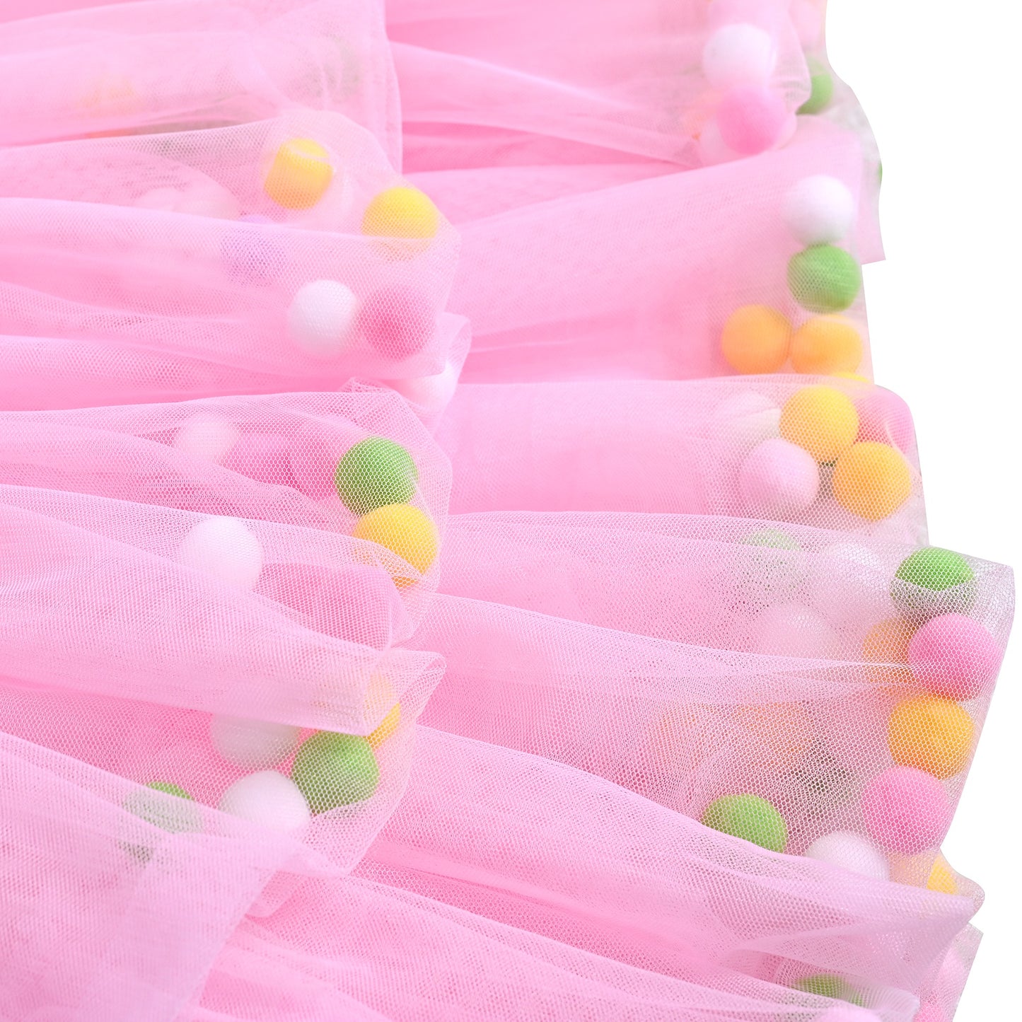 Girls Dress Pink Bow Tie Wedding Lace Tulle Overlay Layered Pink