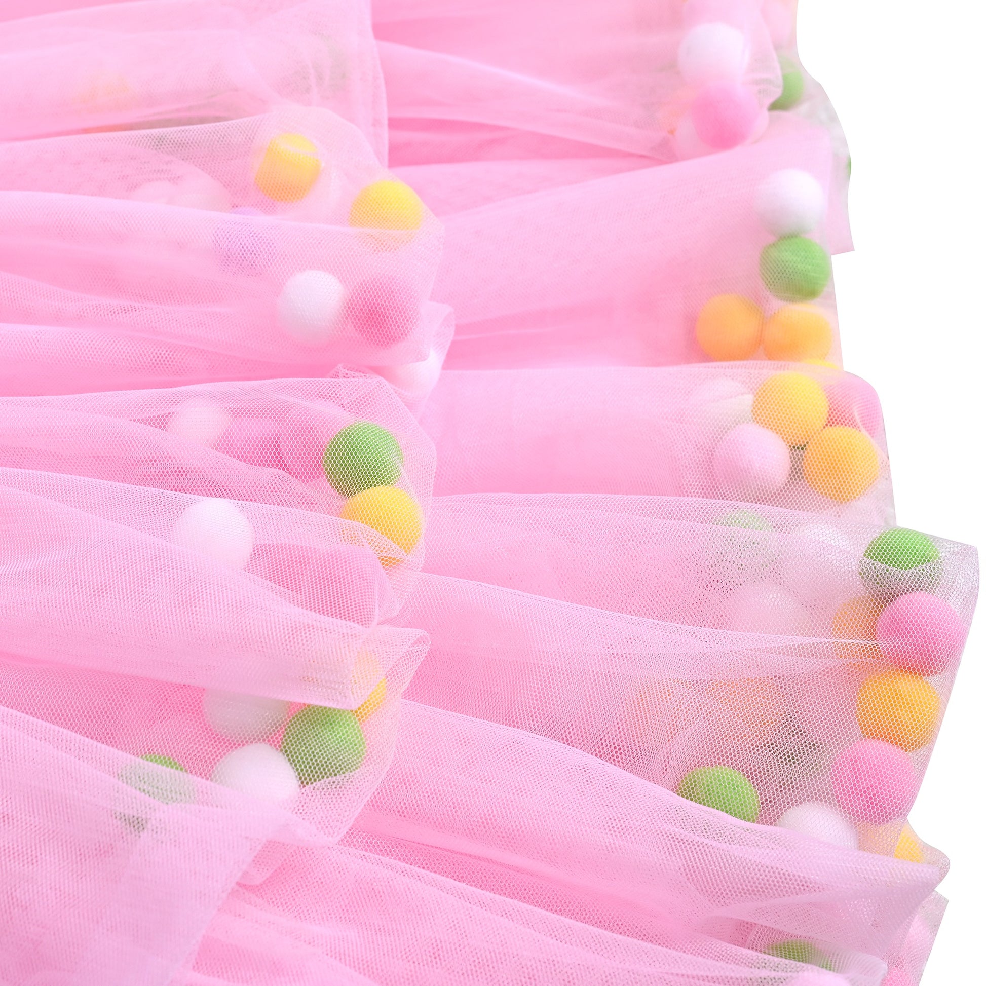 Girls Dress Pink Bow Tie Wedding Lace Tulle Overlay Layered Pink