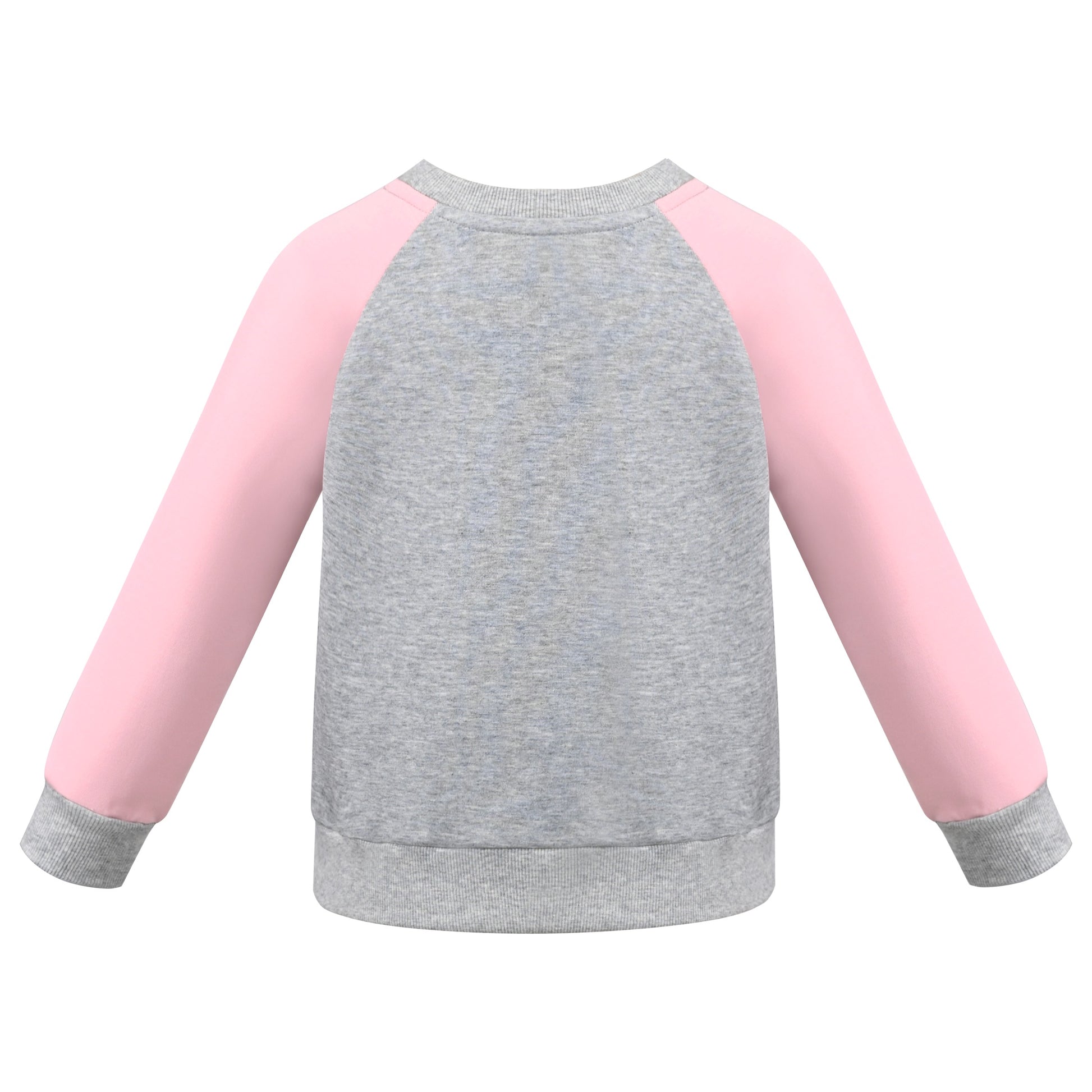 Girls Sweatshirt Top Pullover Brown Love Heart Print Crewneck Soft Casual Gray