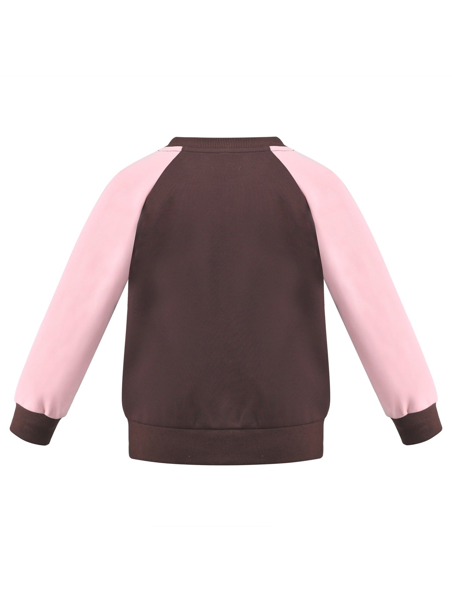 Girls Sweatshirt Top Pullover Brown Love Heart Print Crewneck Soft Casual Brown