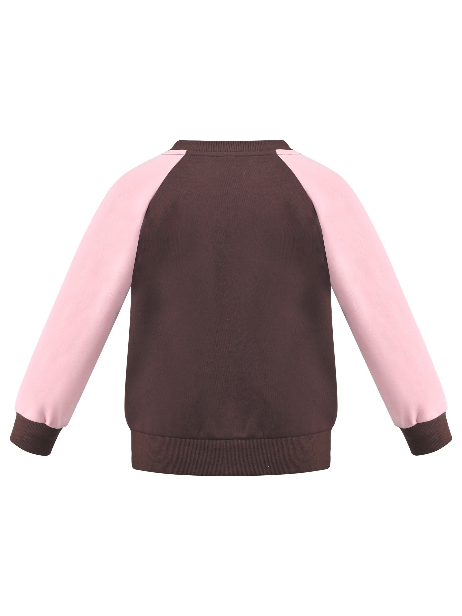 Girls Sweatshirt Top Pullover Brown Love Heart Print Crewneck Soft Casual Brown