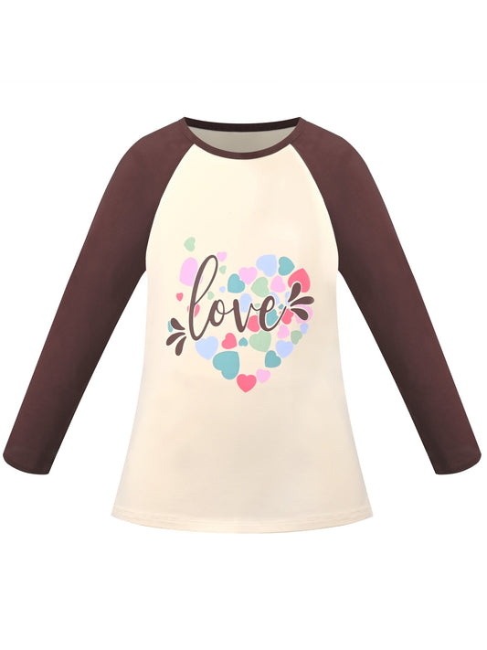 Girls Top Shirt Long Sleeve Pink Striped Valentine Crewneck Soft Casual Yellow