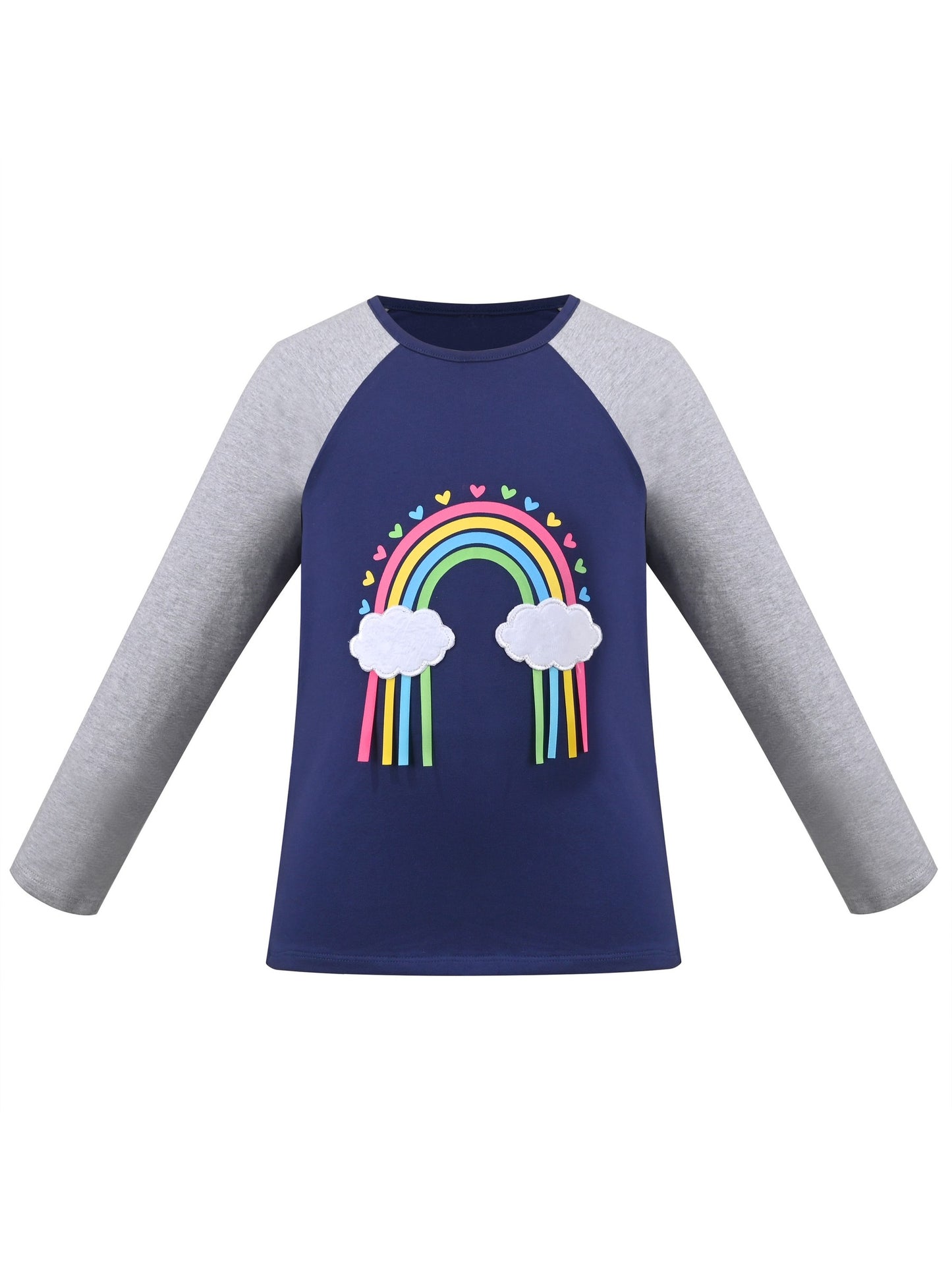Girls Top Shirt Long Sleeve Pink Striped Valentine Crewneck Soft Casual Blue