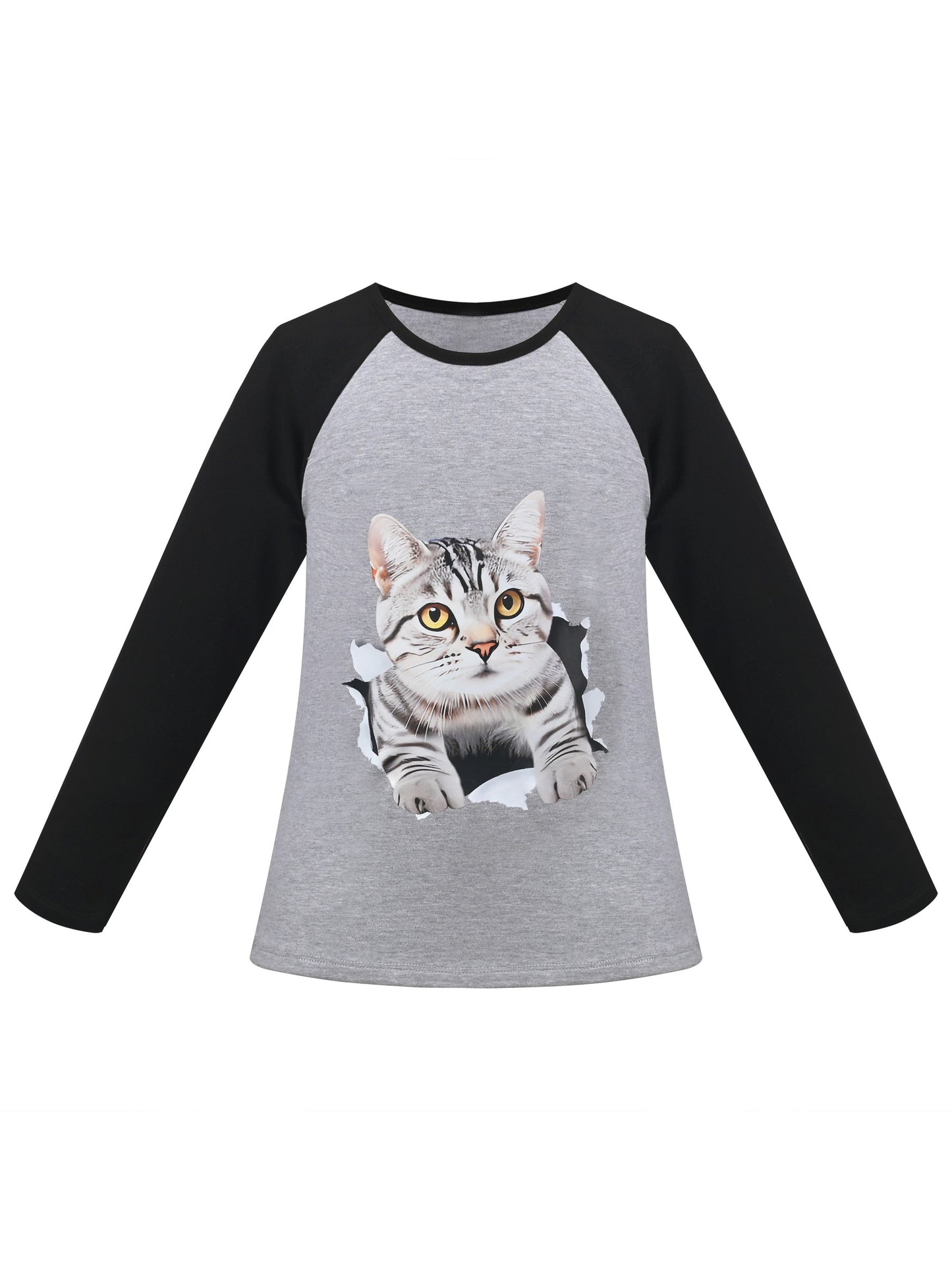 Girls Top Shirt Long Sleeve Pink Striped Valentine Crewneck Soft Casual Gray
