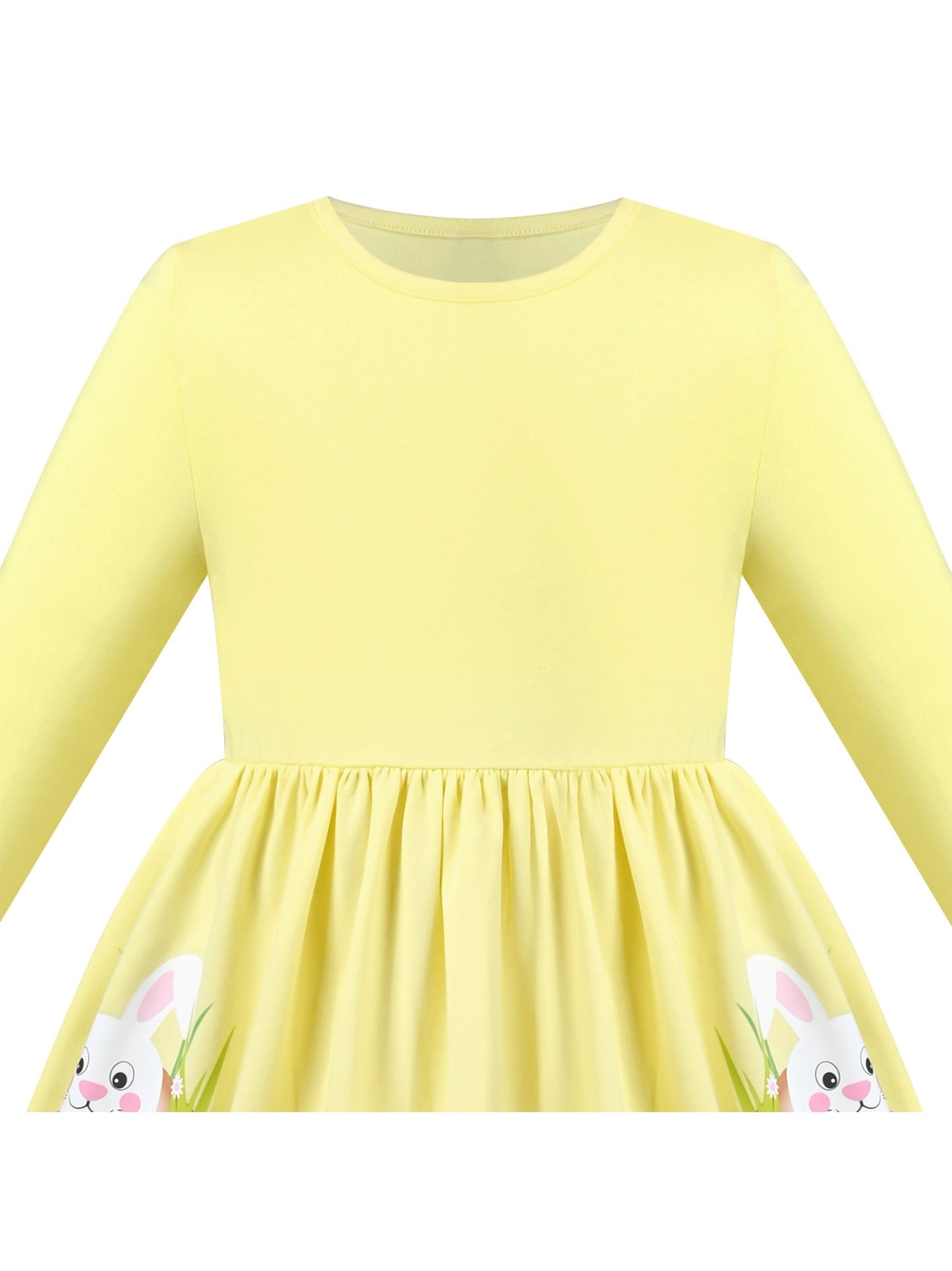 Girls Dress Yellow Casual Cotton Long Sleeve Dress Yellow