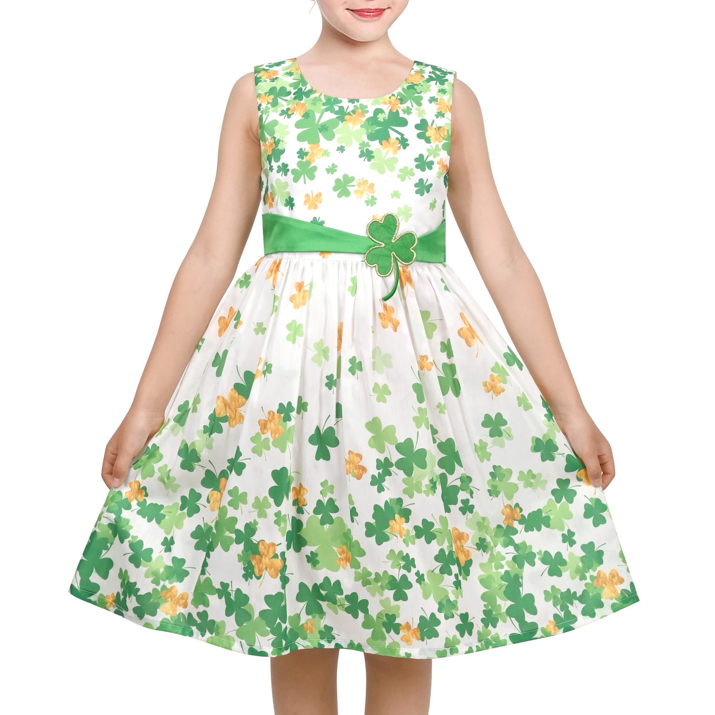 Girls Dress St Patrick Shamrock Lucky Sundress Spring Summer Festive Green
