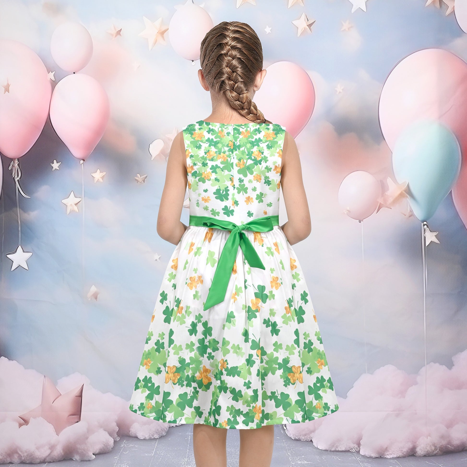 Girls Dress St Patrick Shamrock Lucky Sundress Spring Summer Festive Green