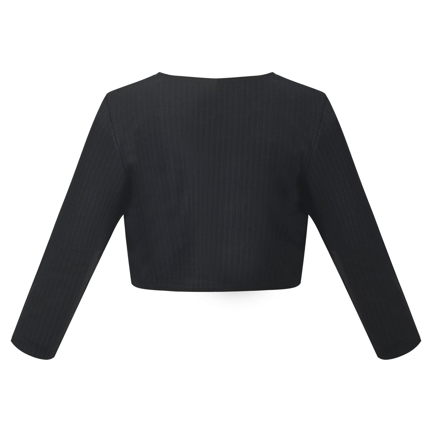 Girls Bolero Shrug Cropped Cardigan Long Sleeve Button Knit Sweater Black Black