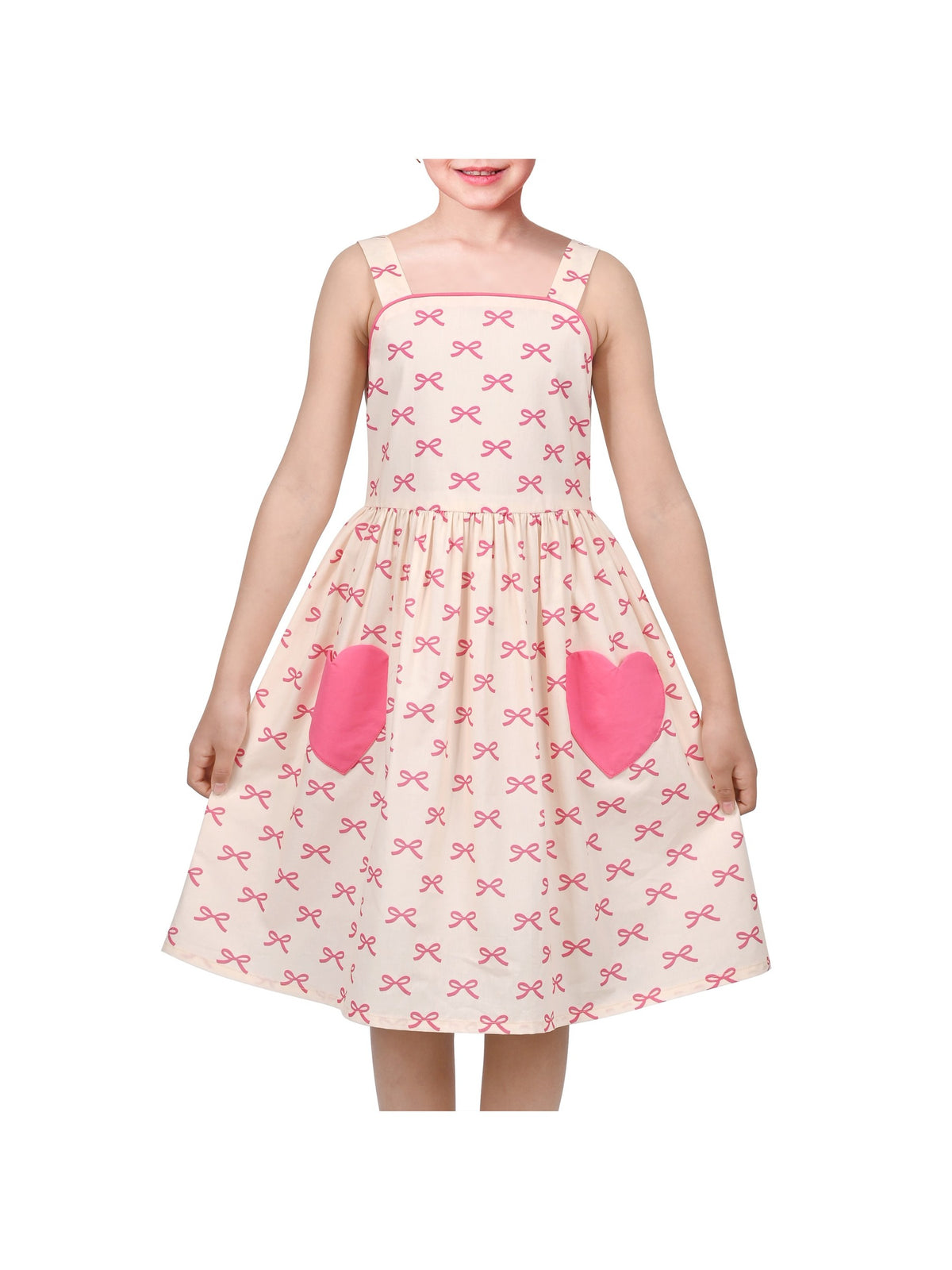 Girls Dress Mauve Plaid Love Heart Playful Holiday Party Casual Sundress - Pink Heart Pocket
