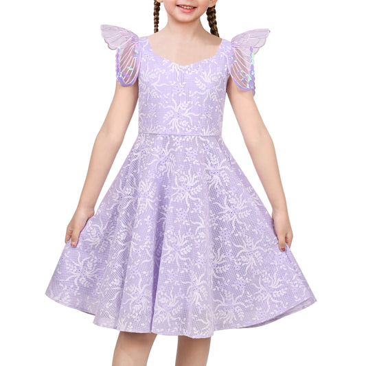 Girls Dress Black Floral Butterfly Formal Party Pageant Purple