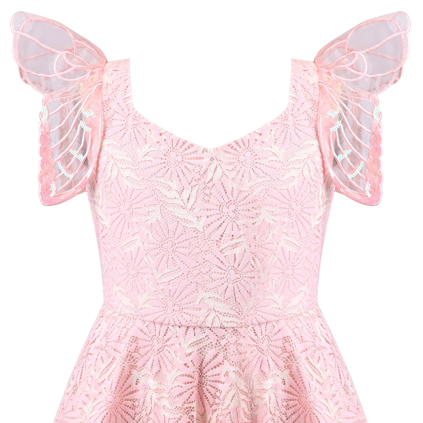 Girls Dress Black Floral Butterfly Formal Party Pageant Pink