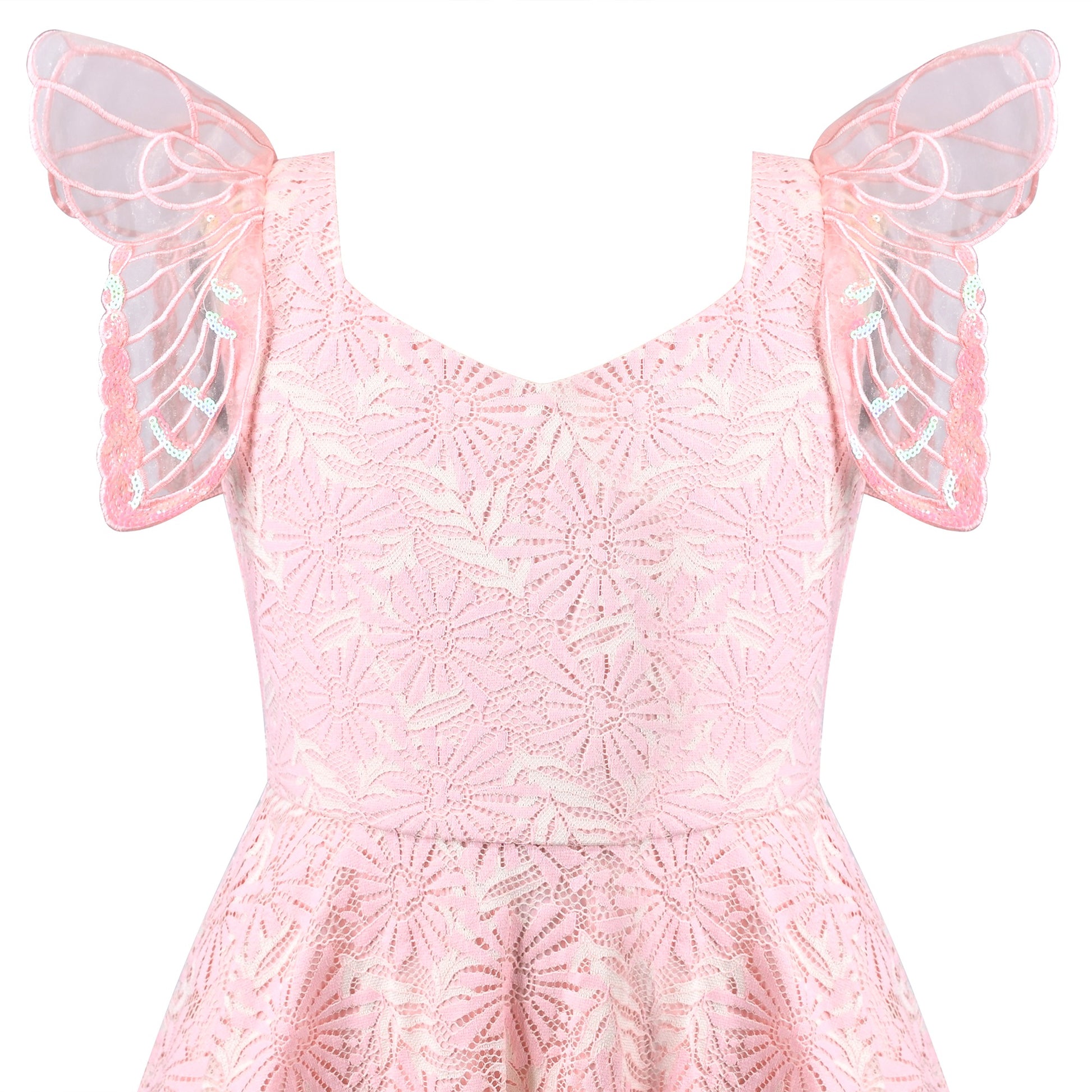 Girls Dress Black Floral Butterfly Formal Party Pageant Pink