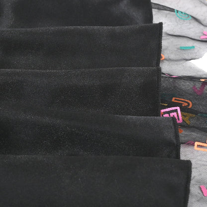 Girls Dress Black Sleeveless Colorful Alphabet Belt Cute School Hanky Hem - Rainbow Alphabet