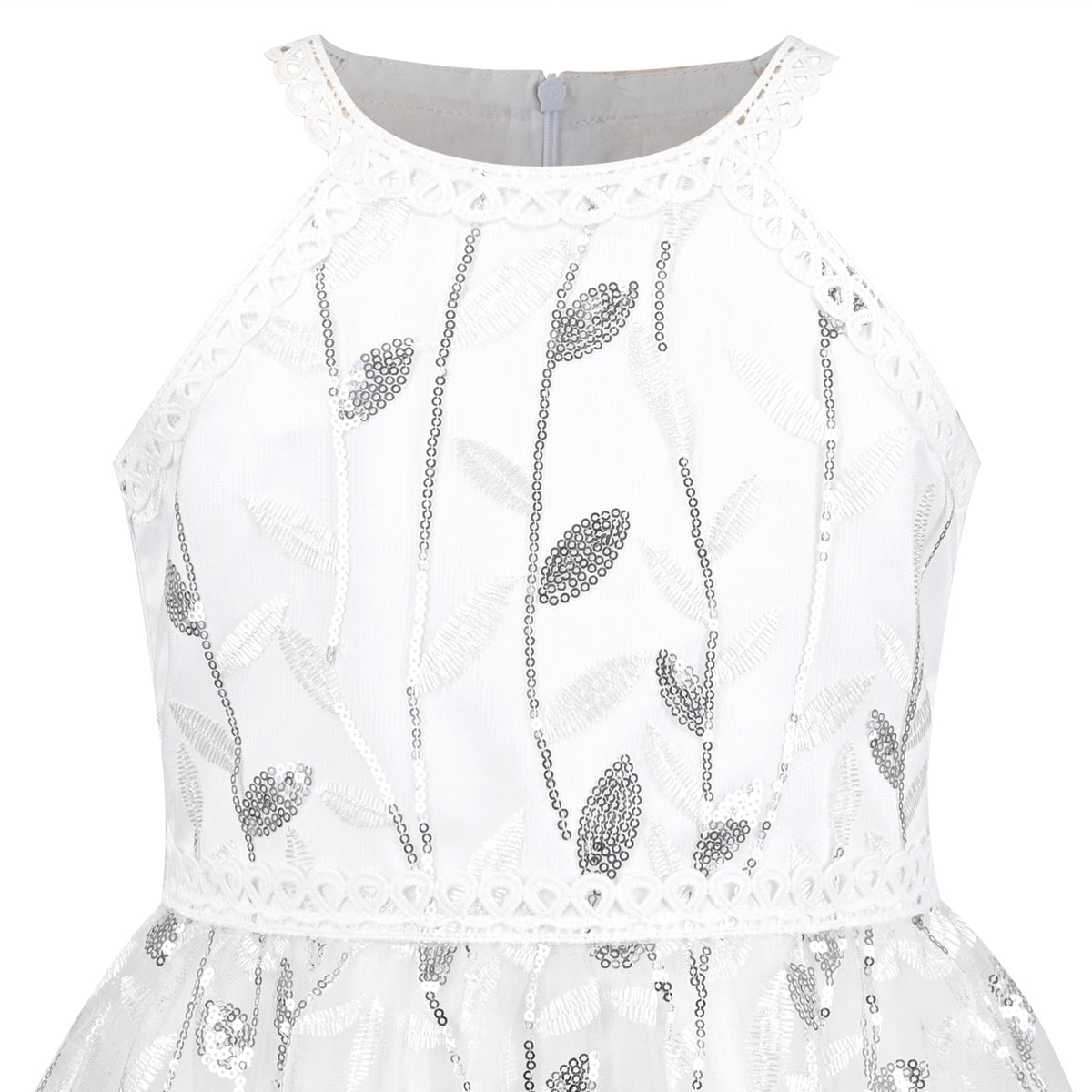Girls Dress Purple Butterfly Embroidered Halter Dress Party - White Leaf
