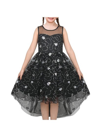 Girls Dress Peach Sequin Mermaid High Low Tulle Party Gown Fantasy Beach Formal Pageant - Black Butterfly