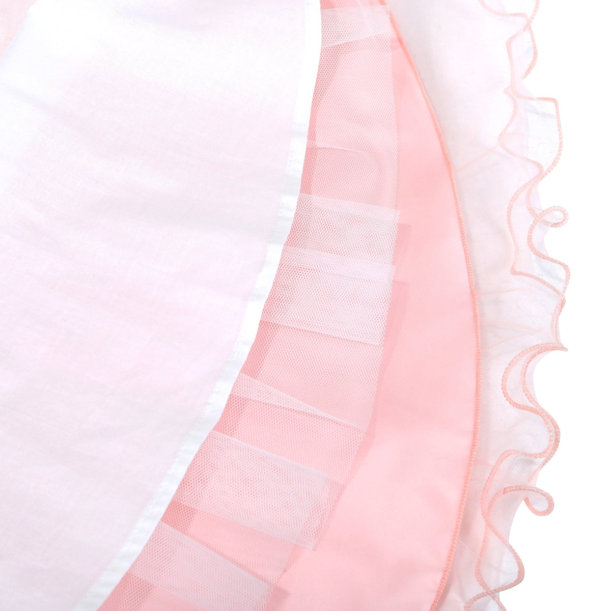 Girls Pink Floral Multilayer Ruffle Tulle Sleeveless Sequin Princess - Pink Embroidery