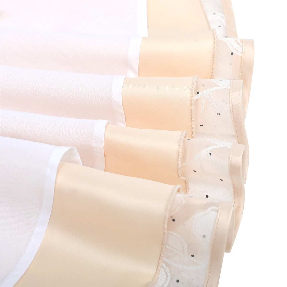 3 Layers Girls Dress Pink Flower Wave Pageant Wedding Kids Clothing - Light Beige