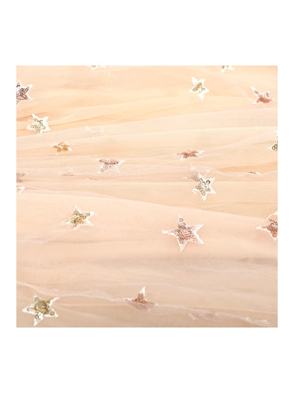 Girls Dress Peach Sequin Mermaid High Low Tulle Party Gown Fantasy Beach Formal Pageant - Beige Star
