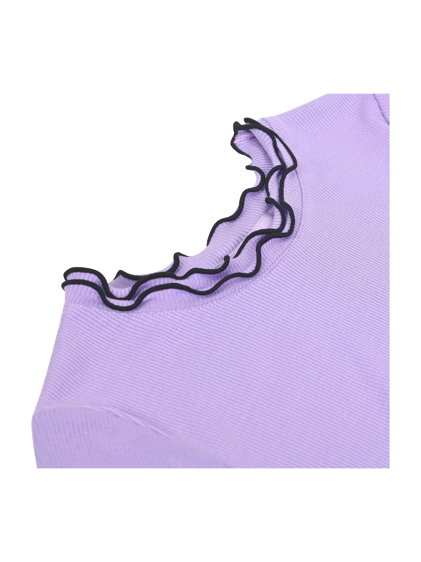 Girls Short Sleeve Tee T-Shirt Gray Butterfly Collar Cotton Purple