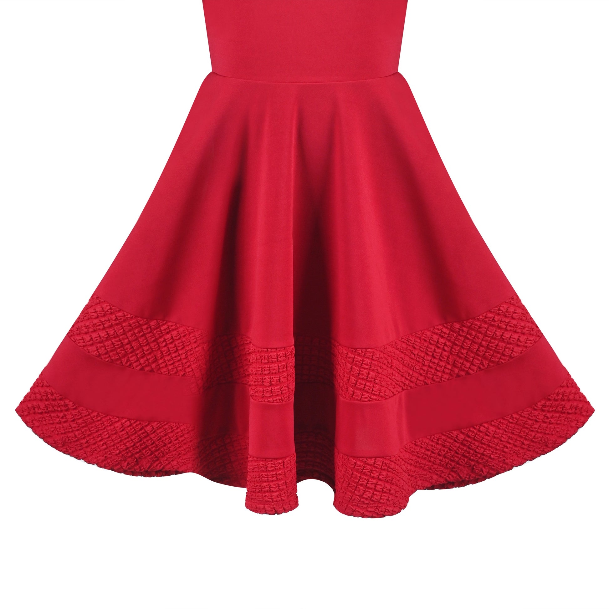 Girls Dress White Solid A-line Retro Puff Sleeve Casual Spring Summer Red