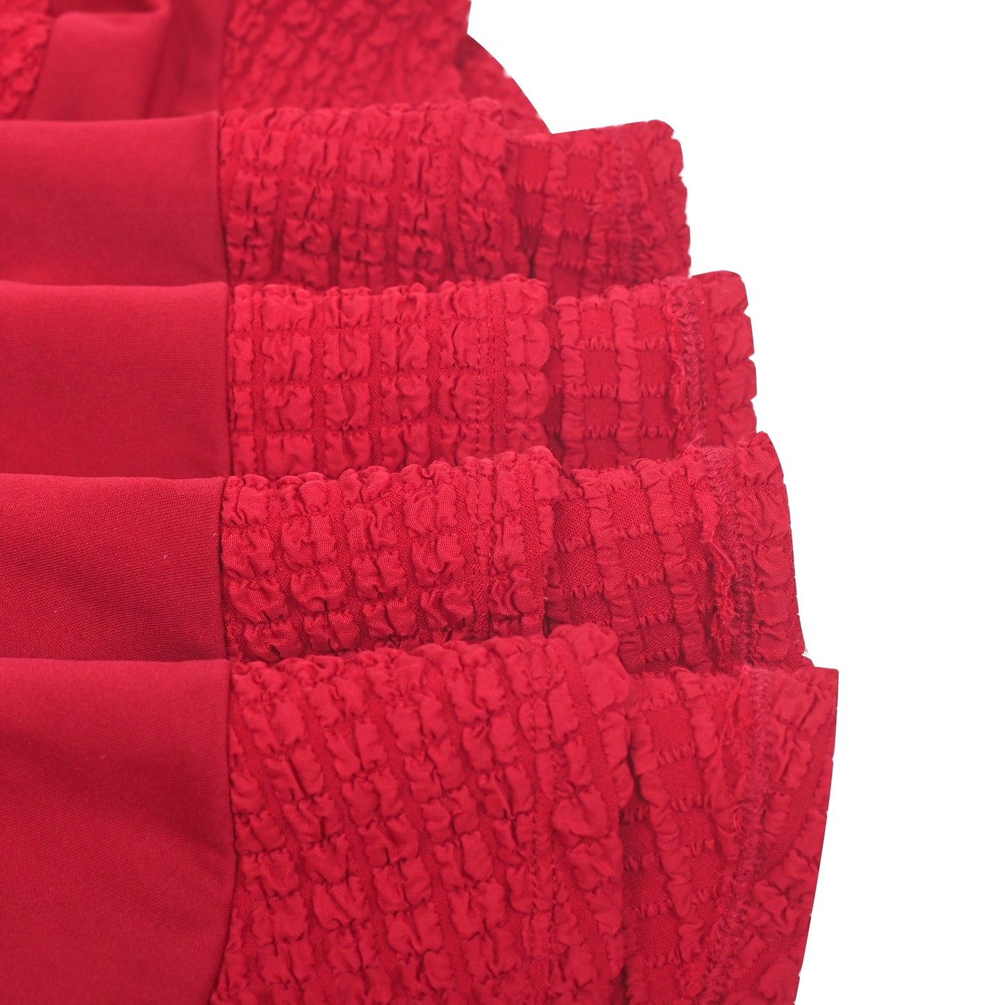 Girls Dress White Solid A-line Retro Puff Sleeve Casual Spring Summer Red