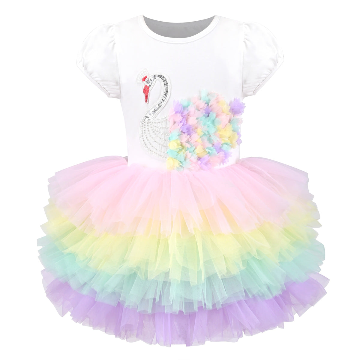 Girls Dress Purple Tutu Dancing Swan Ballet Sparkling Sequin - Rainbow Swan