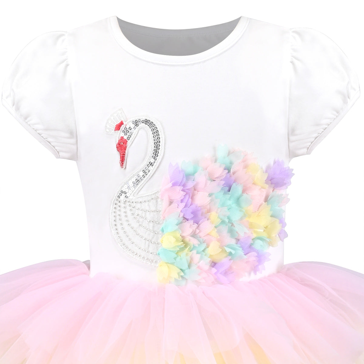 Girls Dress Purple Tutu Dancing Swan Ballet Sparkling Sequin - Rainbow Swan