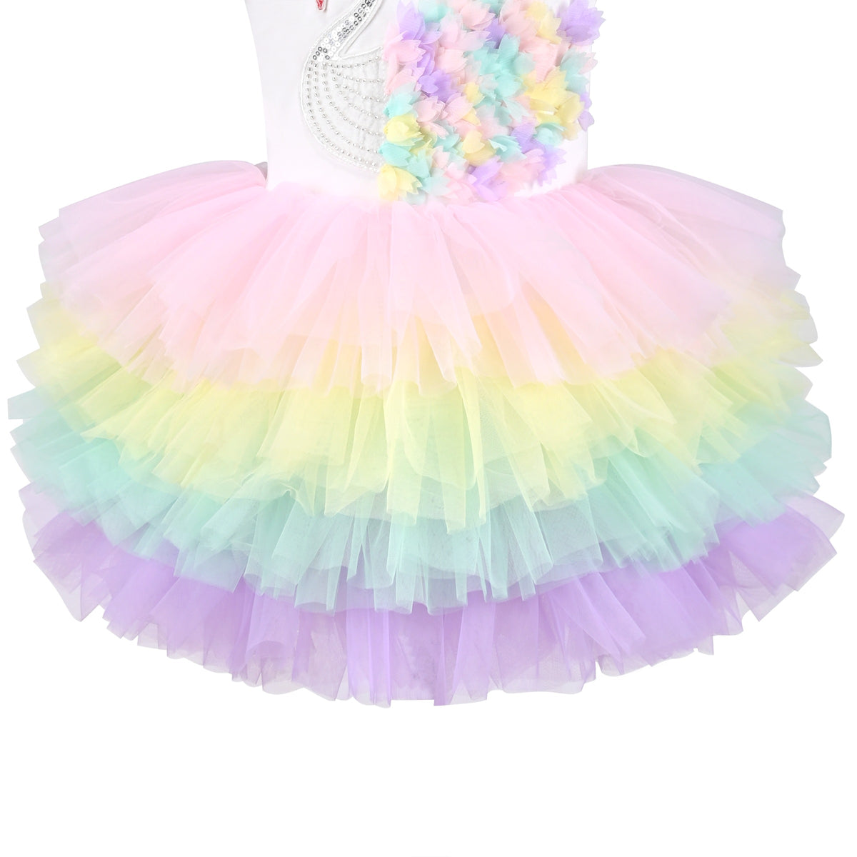 Girls Dress Purple Tutu Dancing Swan Ballet Sparkling Sequin - Rainbow Swan