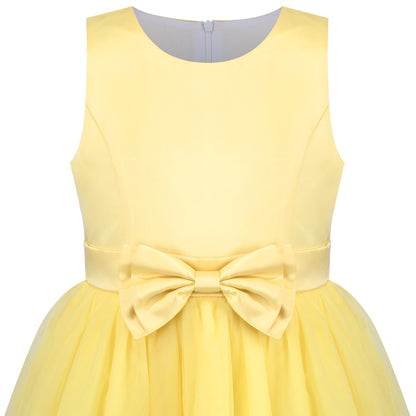 Girls Dress Sleeveless Burgundy Ball Gown Wedding Party Pageant - Yellow