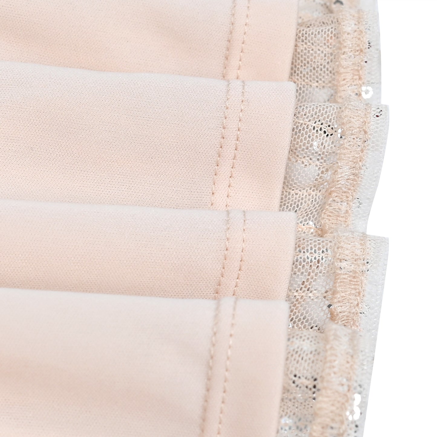 Girls Dress Pink Sequin Mesh Short Flutter Sleeve Keyhole Party Casual Beige