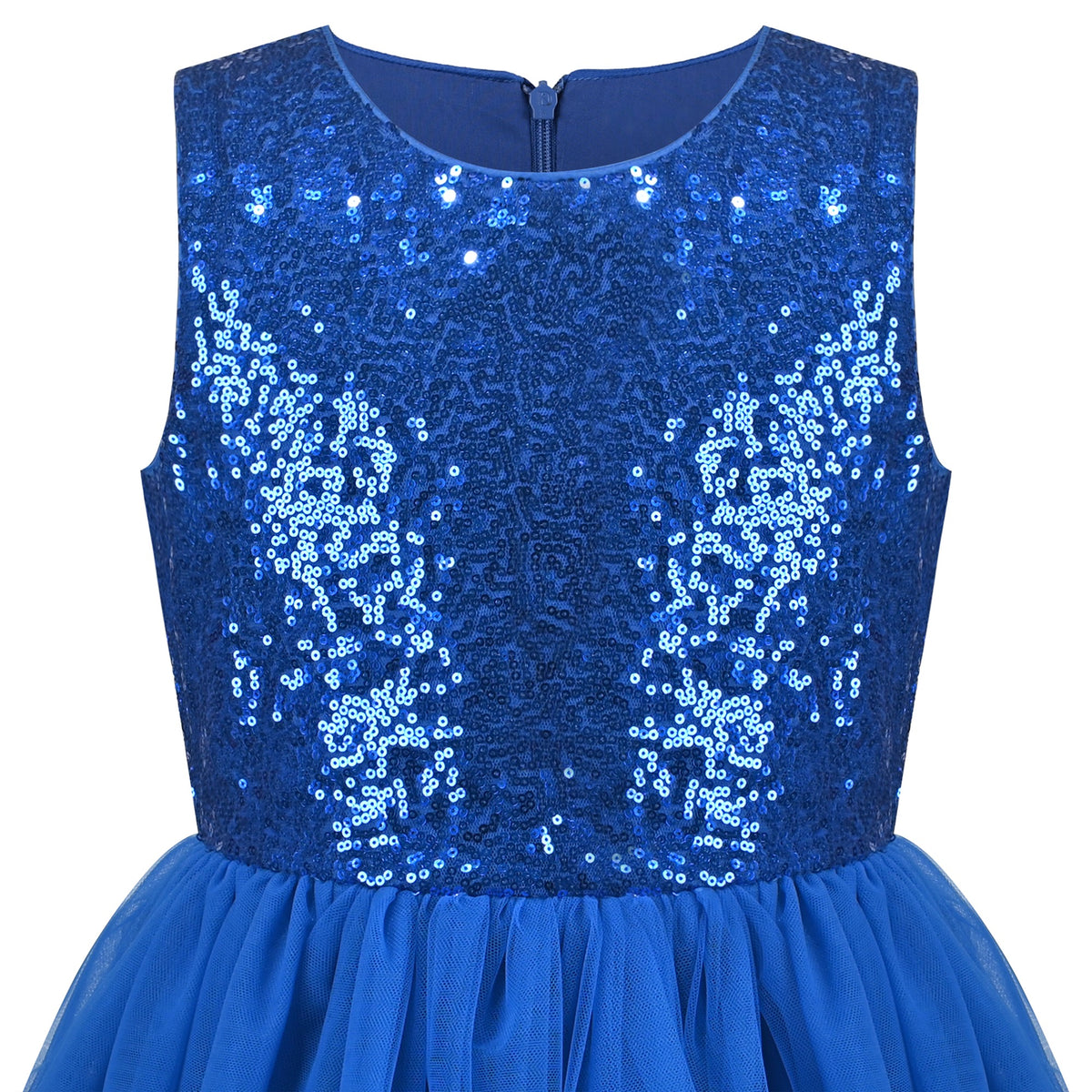 Girls Dress Sleeveless Burgundy Ball Gown Wedding Party Pageant - Royal Blue Sequin