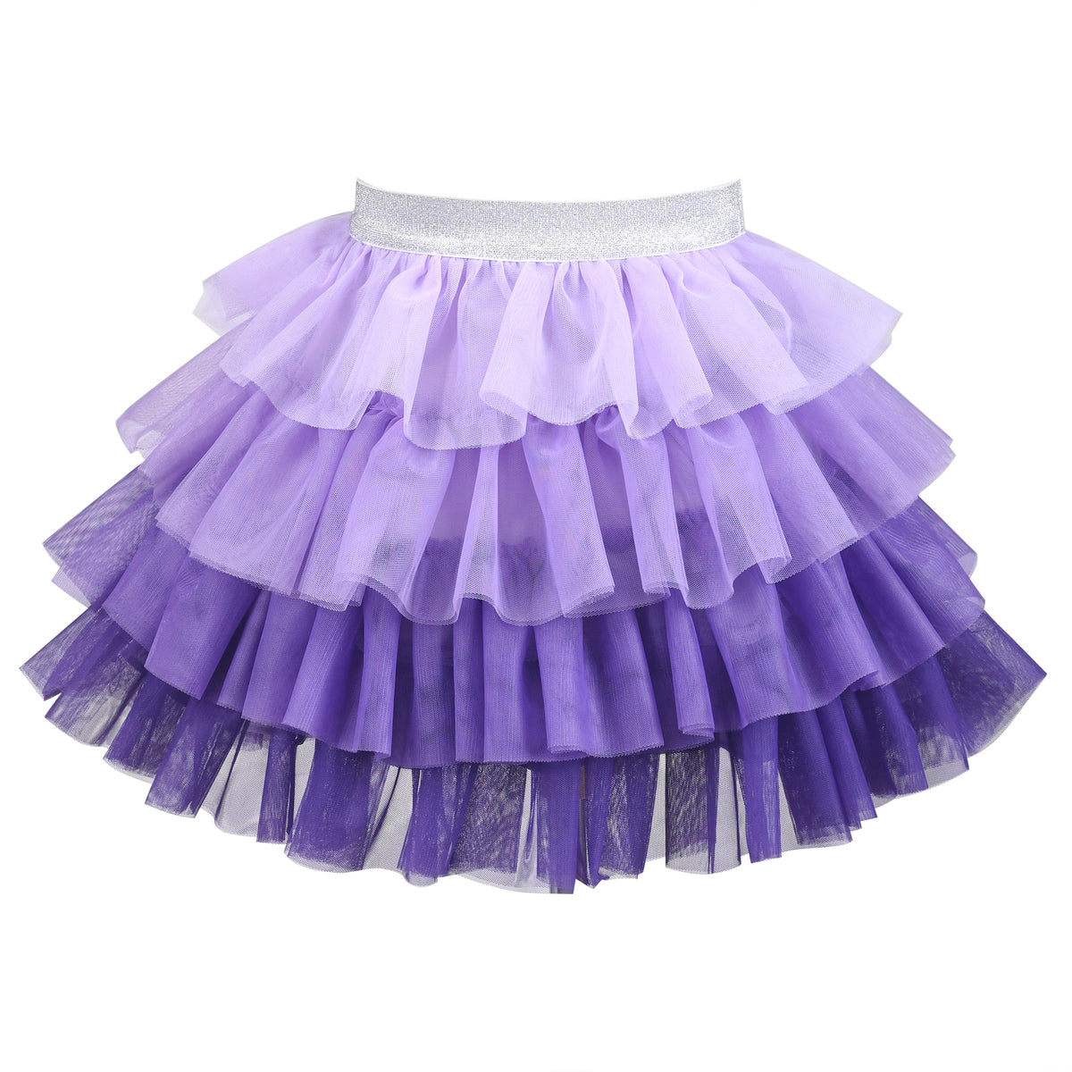 Girls Skirt Rainbow Layered Ruffle Fluffy Tutu Princess Party Birthday - Gradient Purple