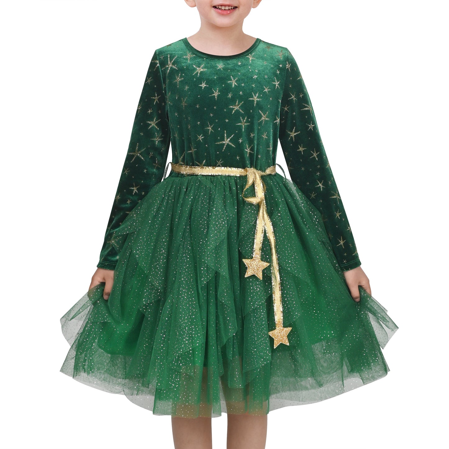Girls Dress Black Heart Tulle Party Velvet Valentine's Day Party Green